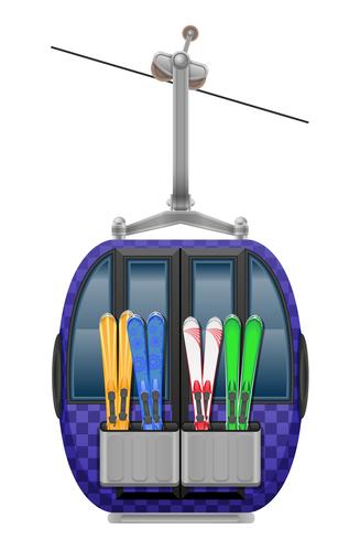 cabin ski cableway vector illustration