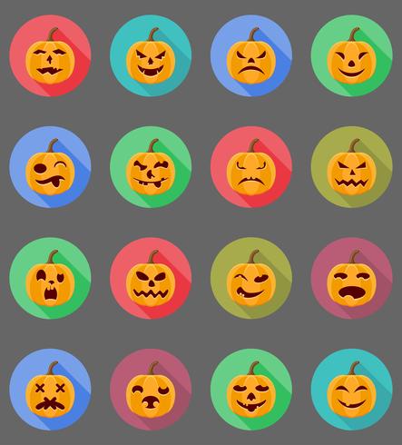 Ilustración de vector de iconos planos de calabaza de Halloween