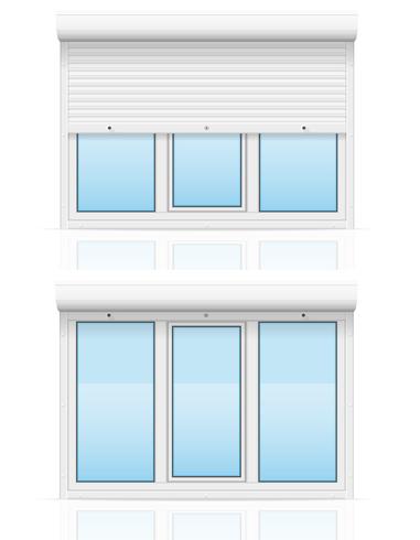 plastic window with rolling shutters vector illustration