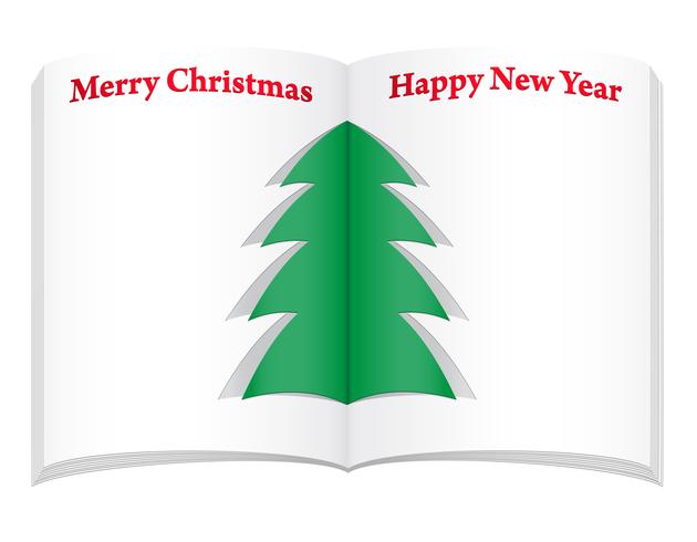 blank notebook with christmas and new year tree vector illustration