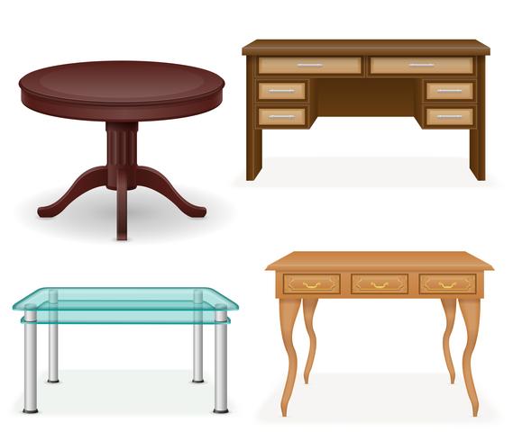 set icons furniture table vector illustration