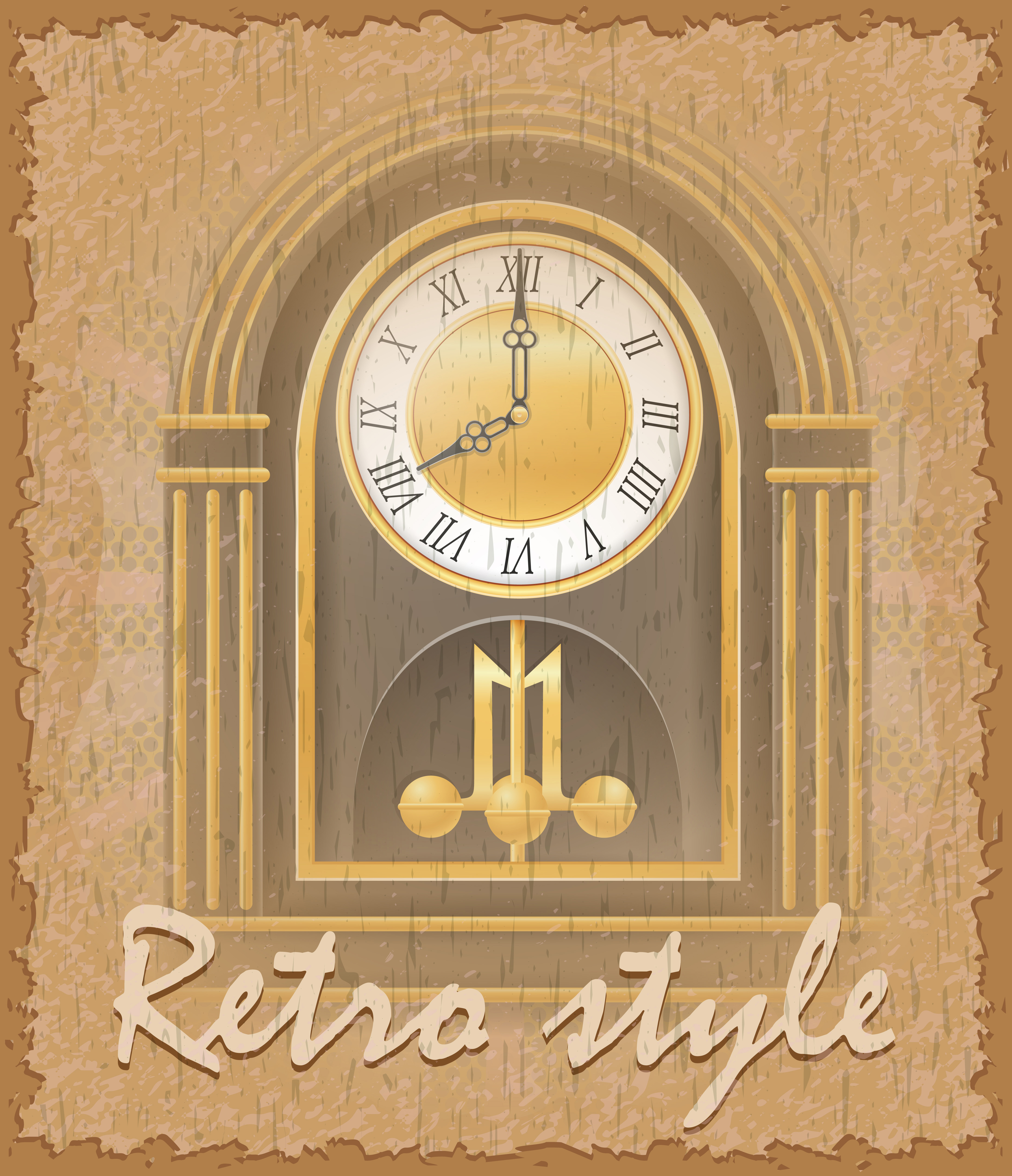 retro style poster old clock vector illustration 510535 Vector Art at