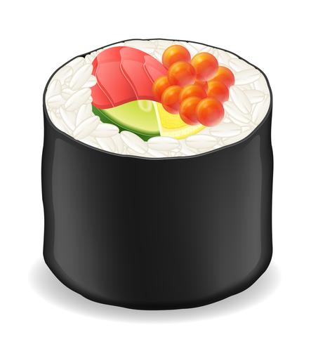 Rollos de sushi en ilustración de vector de nori de algas