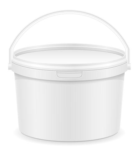 white plastic bucket for paint vector illustration