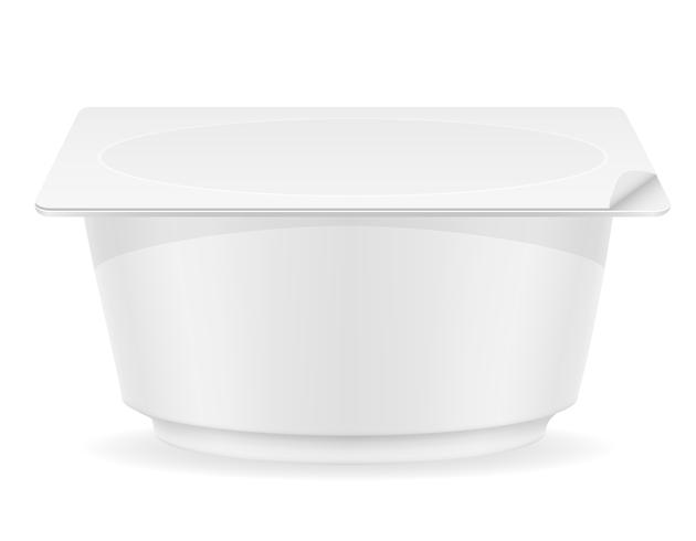 Envase de plástico blanco de ilustración de vector de yogur