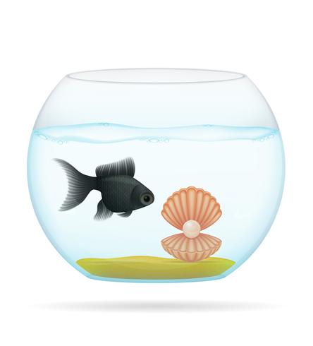 fish in a transparent aquarium vector illustration