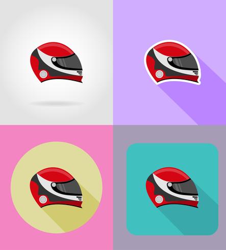 Casco para un racer iconos planos vector illustration
