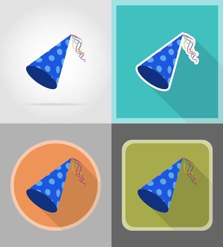 casquillo para celebraciones de cumpleaños iconos planos vector illustration