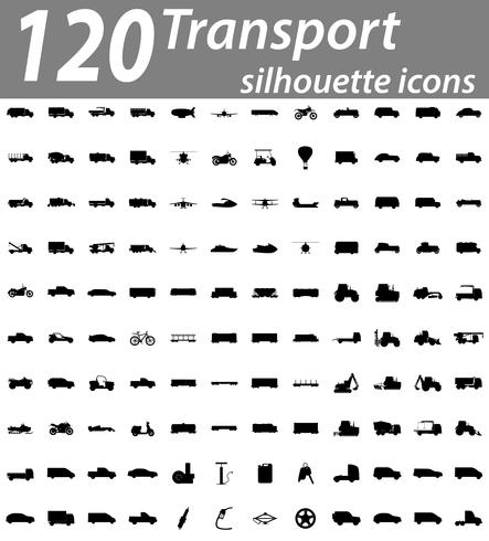 transporte silueta iconos planos vector illustration