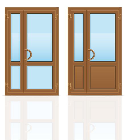 Puertas transparentes de plástico marrón vector illustration