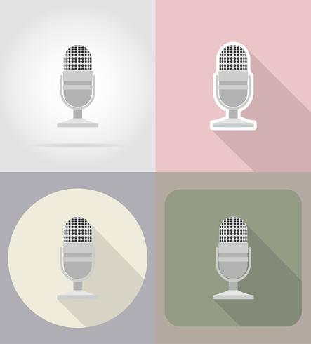 old retro microphone flat icons vector illustration