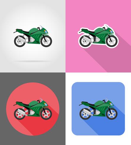 Iconos planos de motocicleta vector illustration