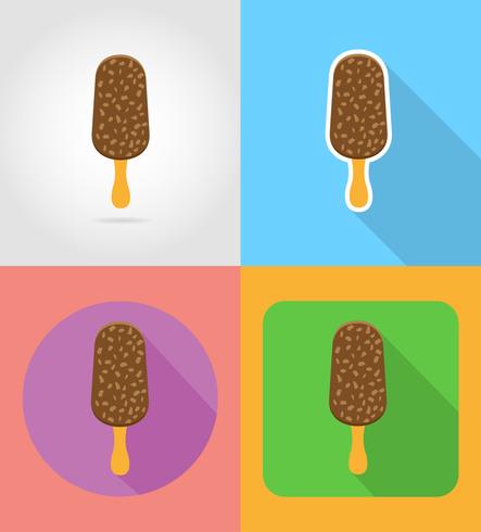 ice cream fast food flat icons with the shadow vector illustration