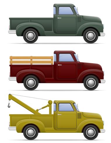 old retro car pickup vector illustration