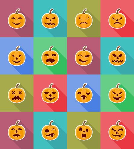 Ilustración de vector de iconos planos de calabaza de Halloween
