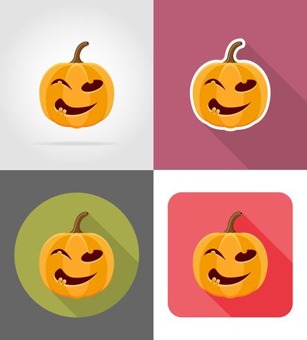 Ilustración de vector de iconos planos de calabaza de Halloween