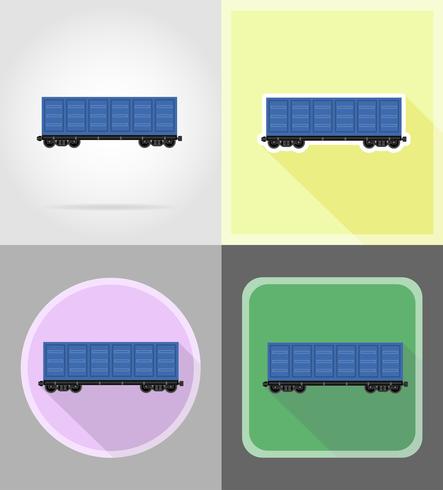 ferroviaria, tren, plano, iconos, vector, ilustración vector