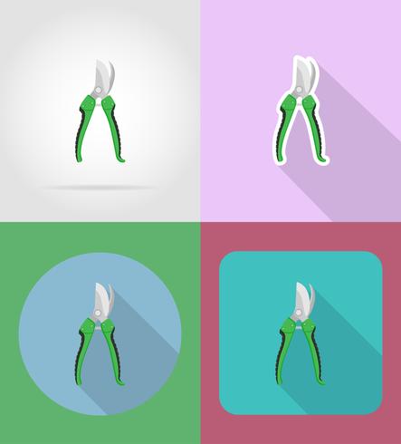 garden tool secateurs flat icons vector illustration