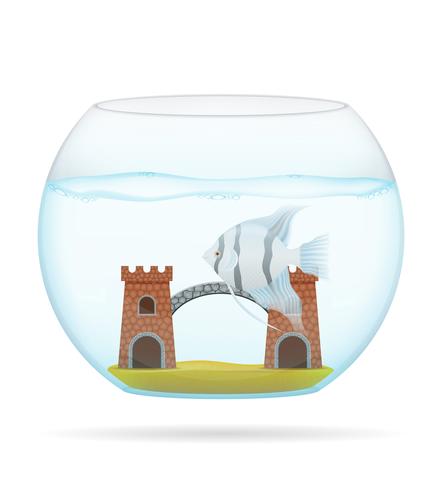 Pescado en una ilustración de vector de acuario transparente