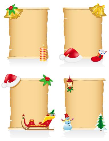 set vintage christmas blank scroll vector illustration