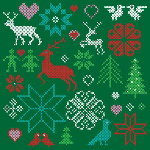 embroidered nordic motifs vector