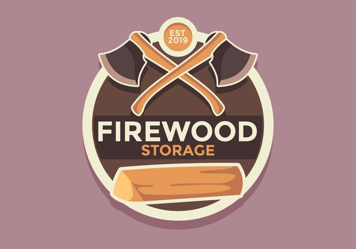 Firewood Storage Retro Badge Vector