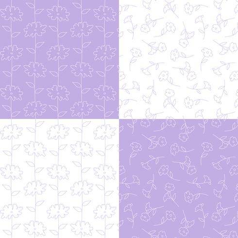 lavender and white botanical floral patterns vector