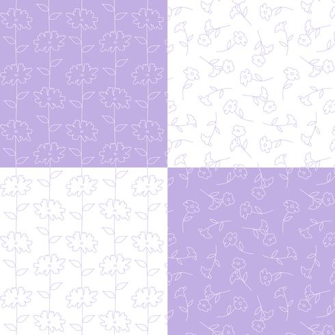 Lavanda y estampados florales botánicos blancos. vector