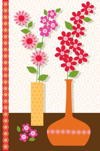 mod flower vases vector graphic placement