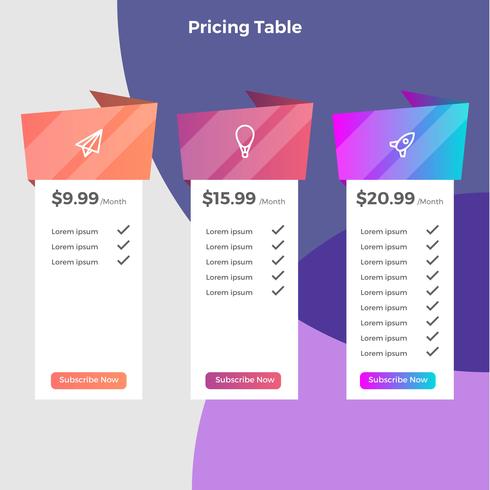 Flat Modern Pricing Table  vector