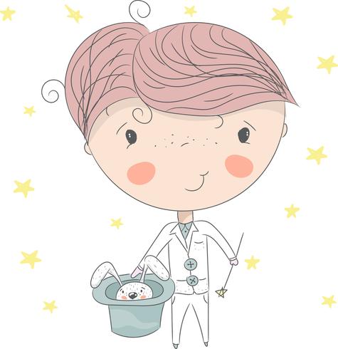 Cute baby magician vector