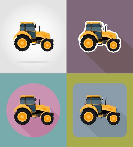 Ilustración de vector de iconos planos de tractor