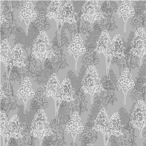 gray white outline trees pattern vector