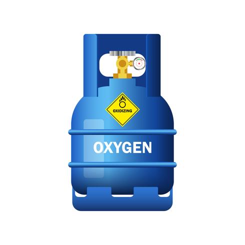 blue gas cylinder containing oxygen isolated on white background vector