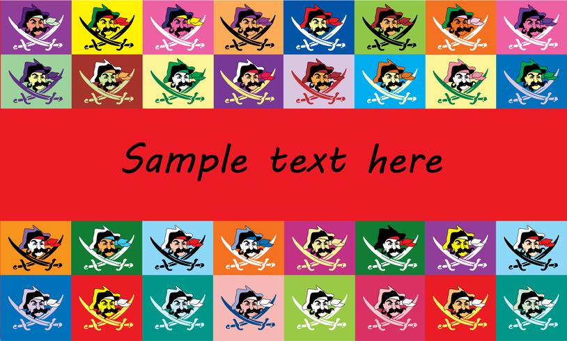 background text frame with multicolored flags jolly Roger vector