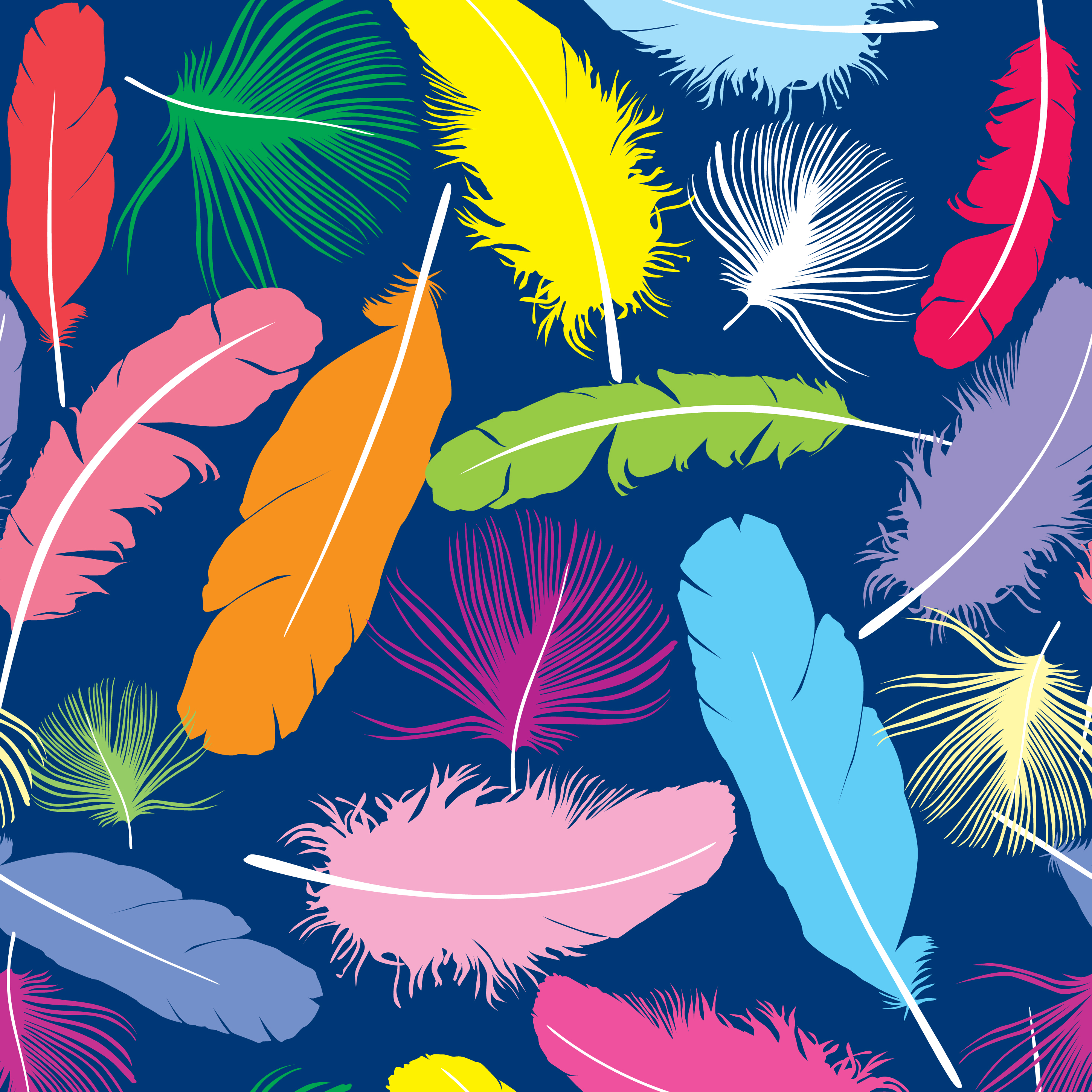 Feather pattern. Birds feathers on blue background. 511561 Vector Art