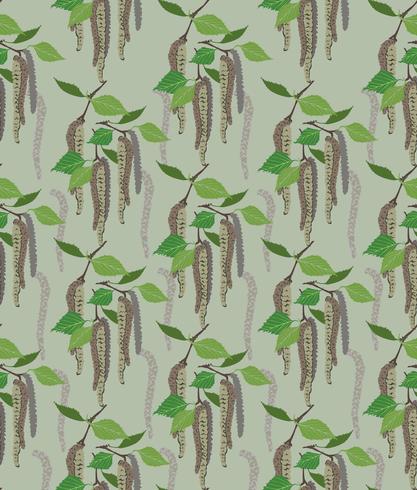 leaves seamless pattern. Spring floral birch leaf background. vector