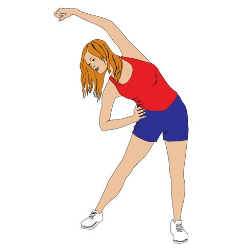 Silueta de mujer elegante haciendo ejercicio físico. Chica del gimnasio vector