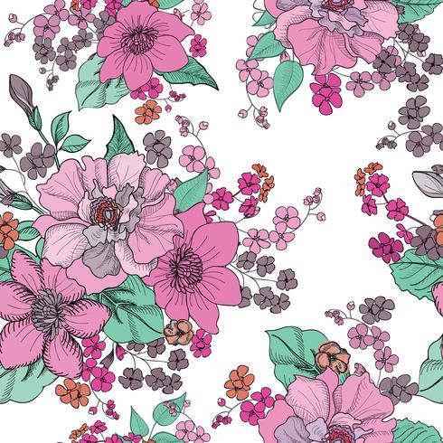 Floral seamless background. Flower pattern. vector