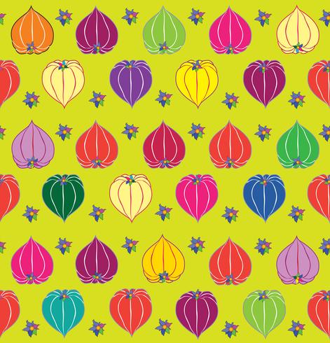 Floral fall seamless pattern Physalis background. Flourish garden texture vector