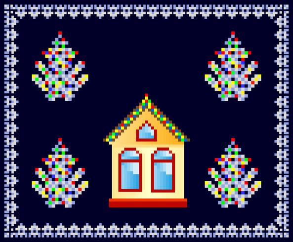 House decorated for Christmas vector