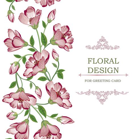 Floral seamless border garland pattern. Flower background. vector