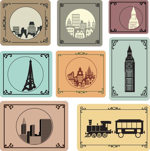 Cities in retro style vector