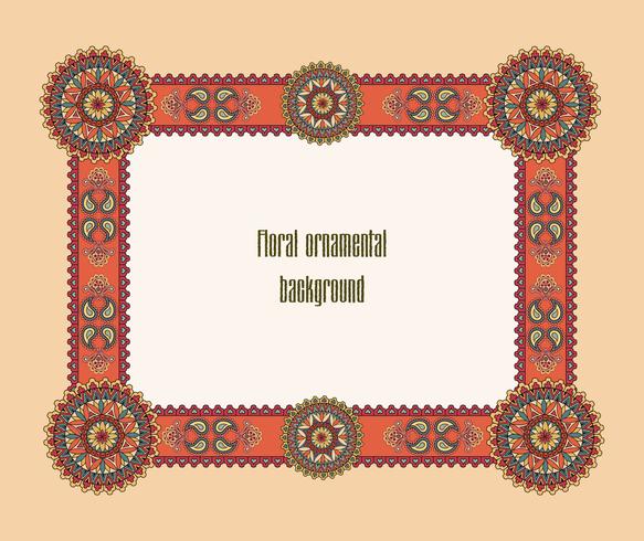 Oriental floral frame. Ornamental border. Mosaic background vector