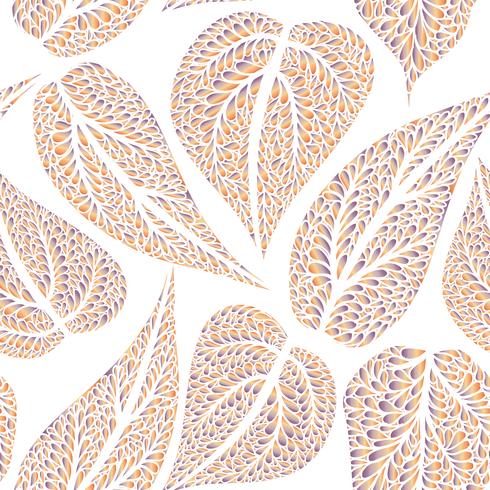 Floral pattern with leaves Nature seamless background. Fall decor vector