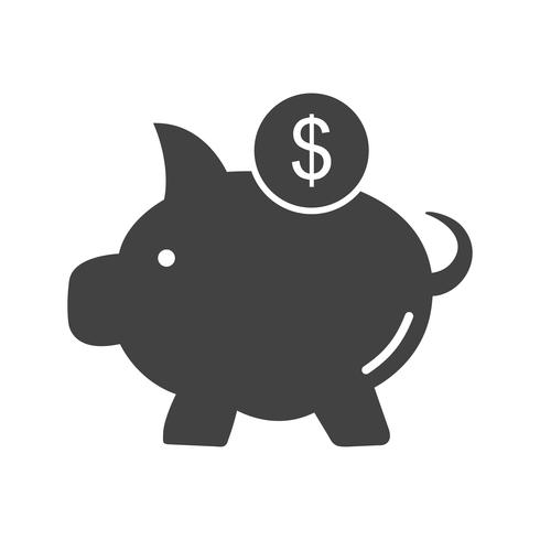 Piggy saving Glyph Black Icon vector