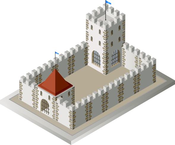 Vista isométrica de un medieval. vector