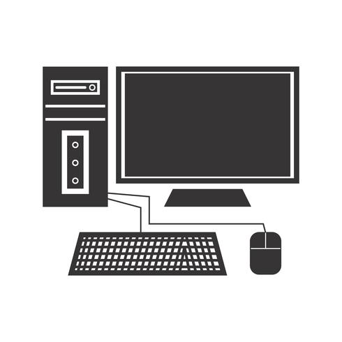 Icono de computadora glifo negro vector