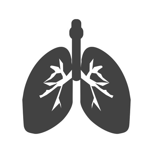 Pulmones glifo negro icono vector