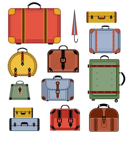 Retro travel bags vector